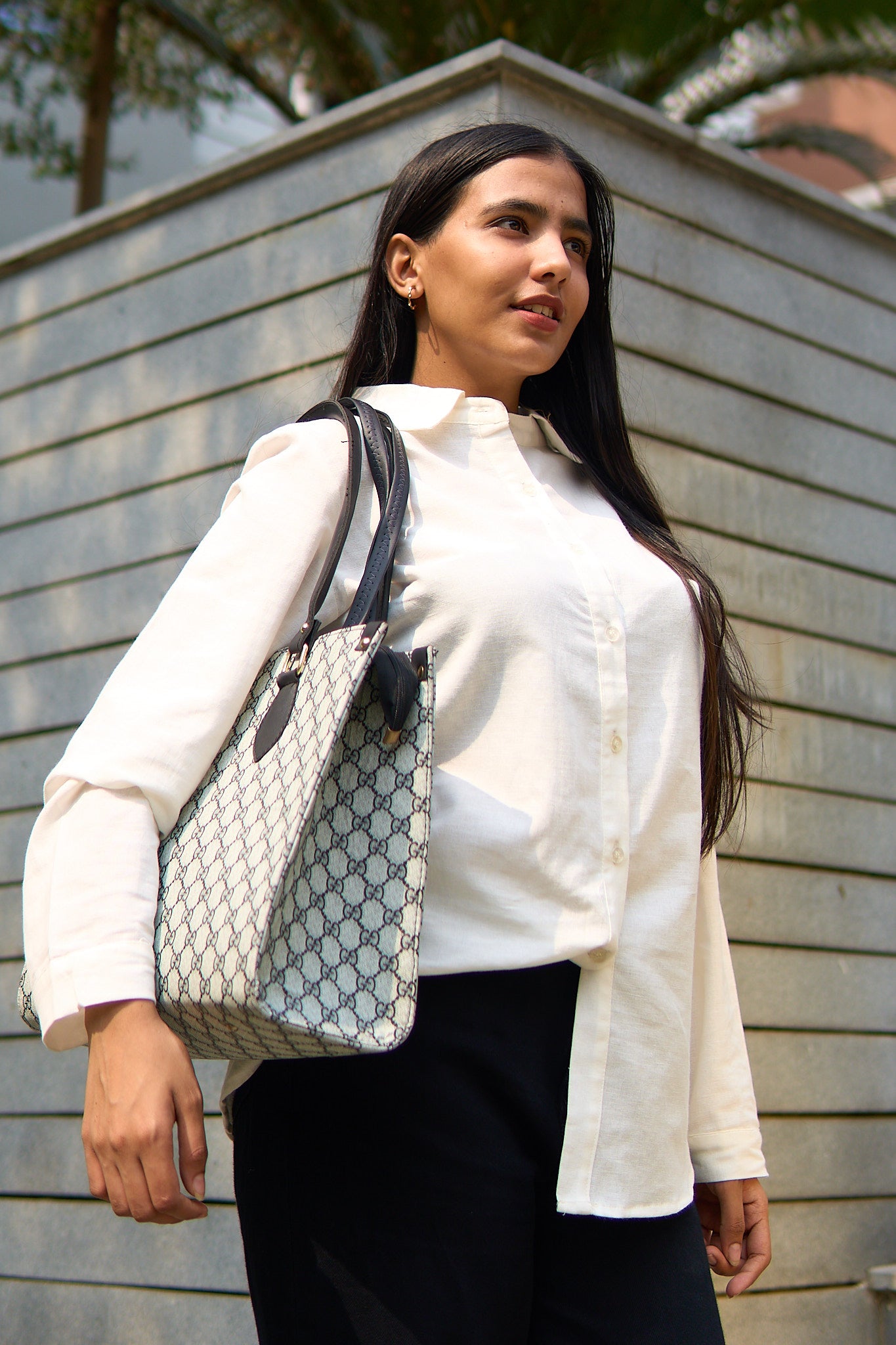 Chahna- White linen blend women shirt.