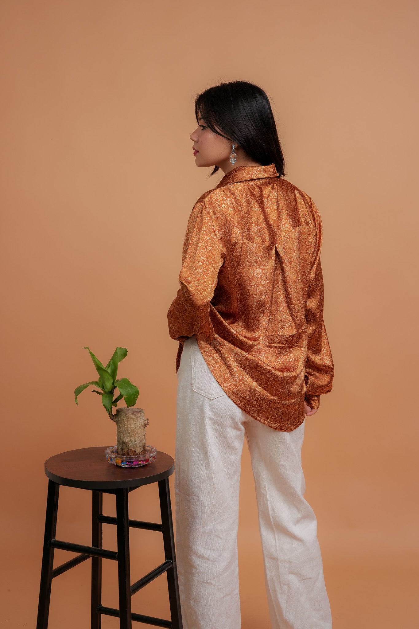 CHARVI- RUST SATIN SHIRT