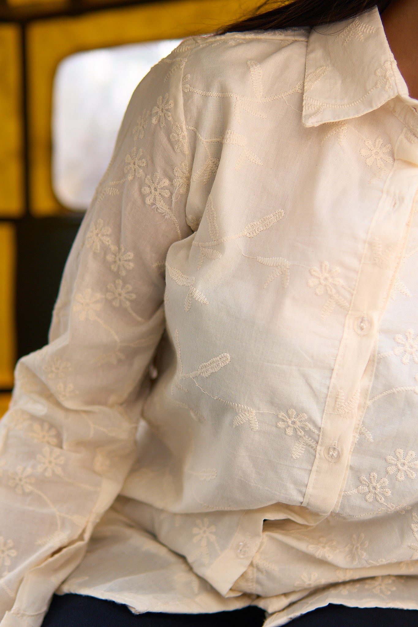 Chaya- Cream cotton hakoba women shirt.