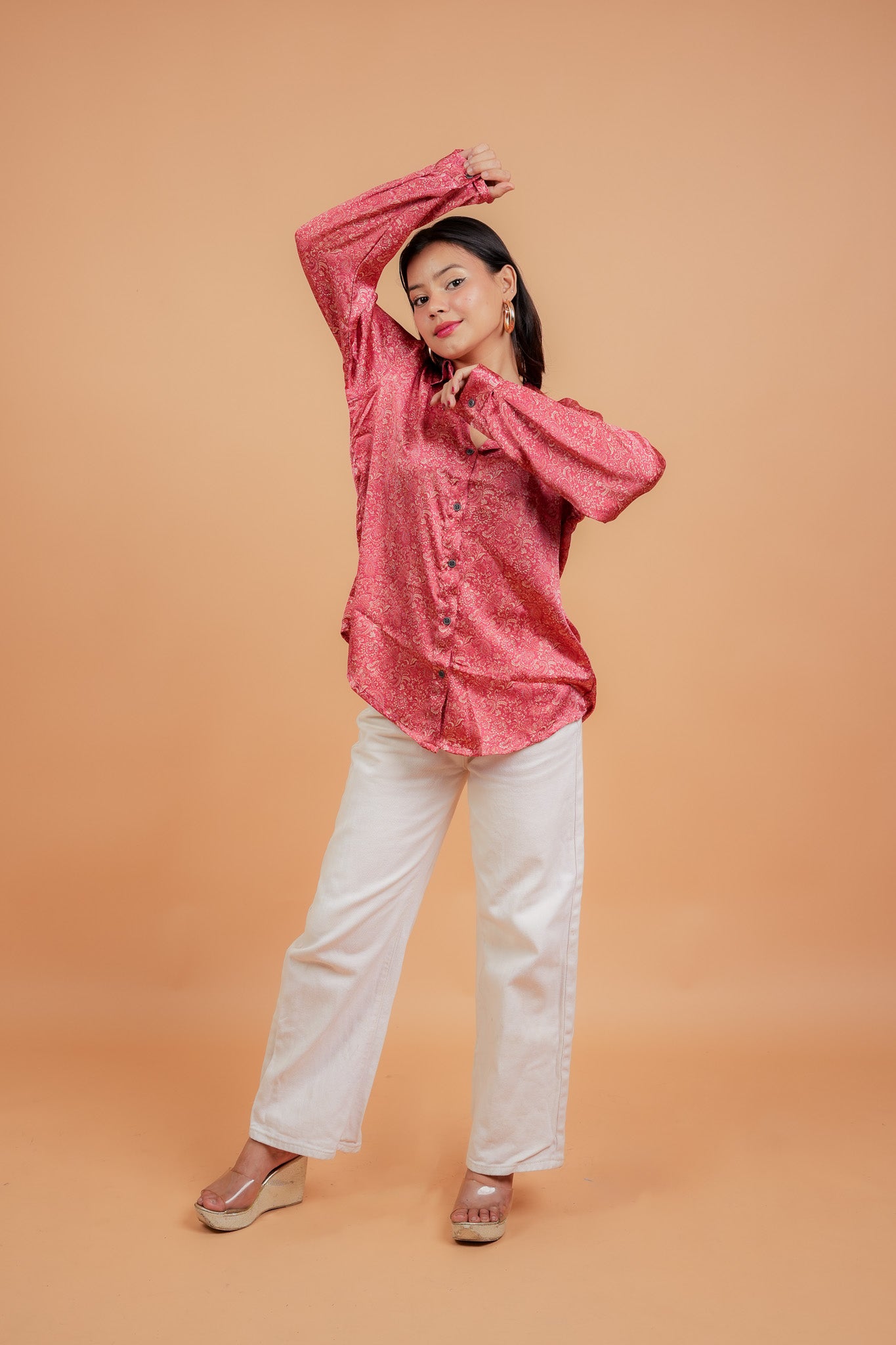 CHAYLA- MAROON SATIN SHIRT