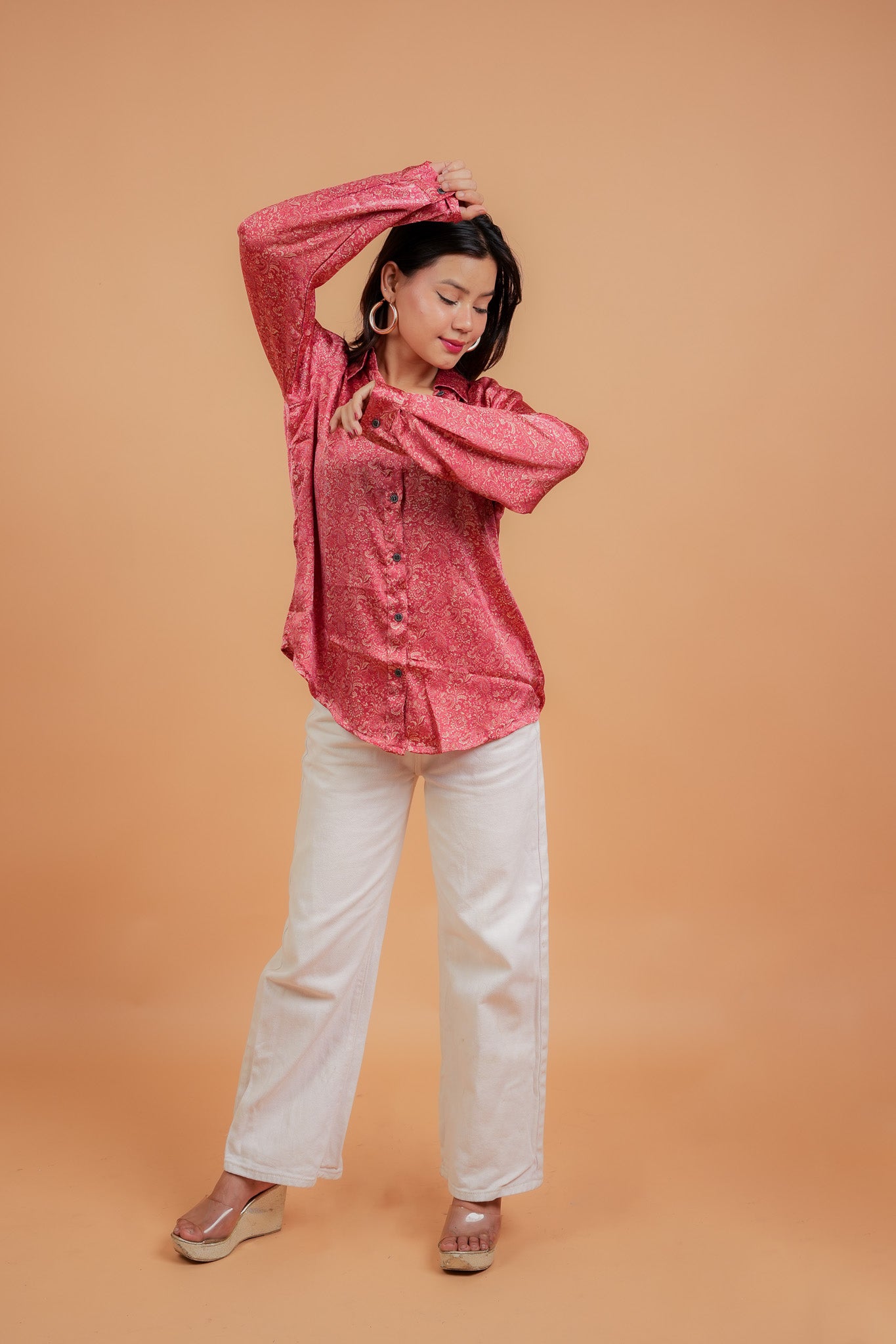 CHAYLA- MAROON SATIN SHIRT