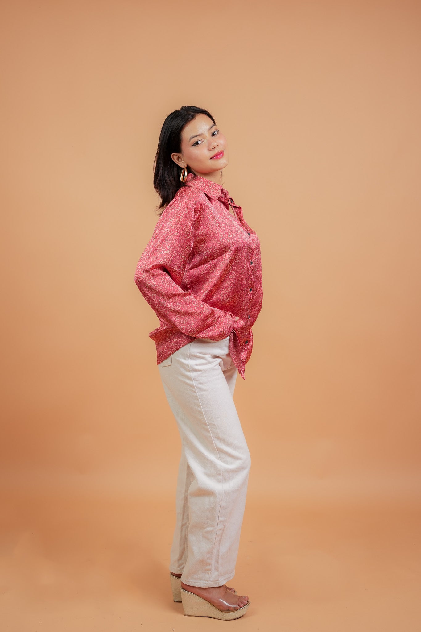 CHAYLA- MAROON SATIN SHIRT