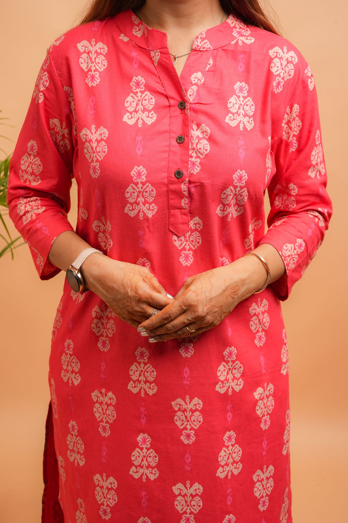 KIVRA- REDDISH ORANGE COTTON FLEX KURTA