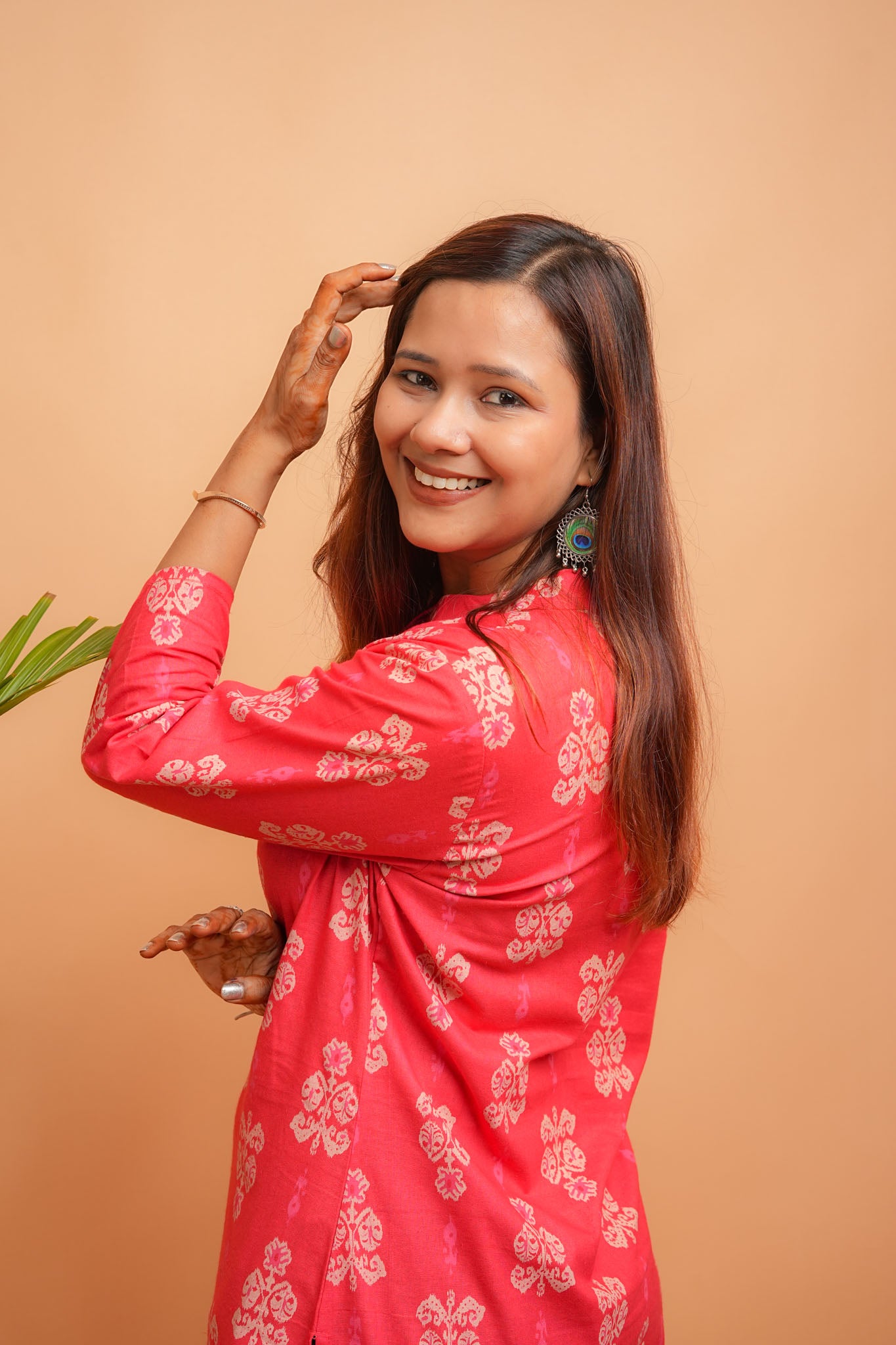 KIVRA- REDDISH ORANGE COTTON FLEX KURTA