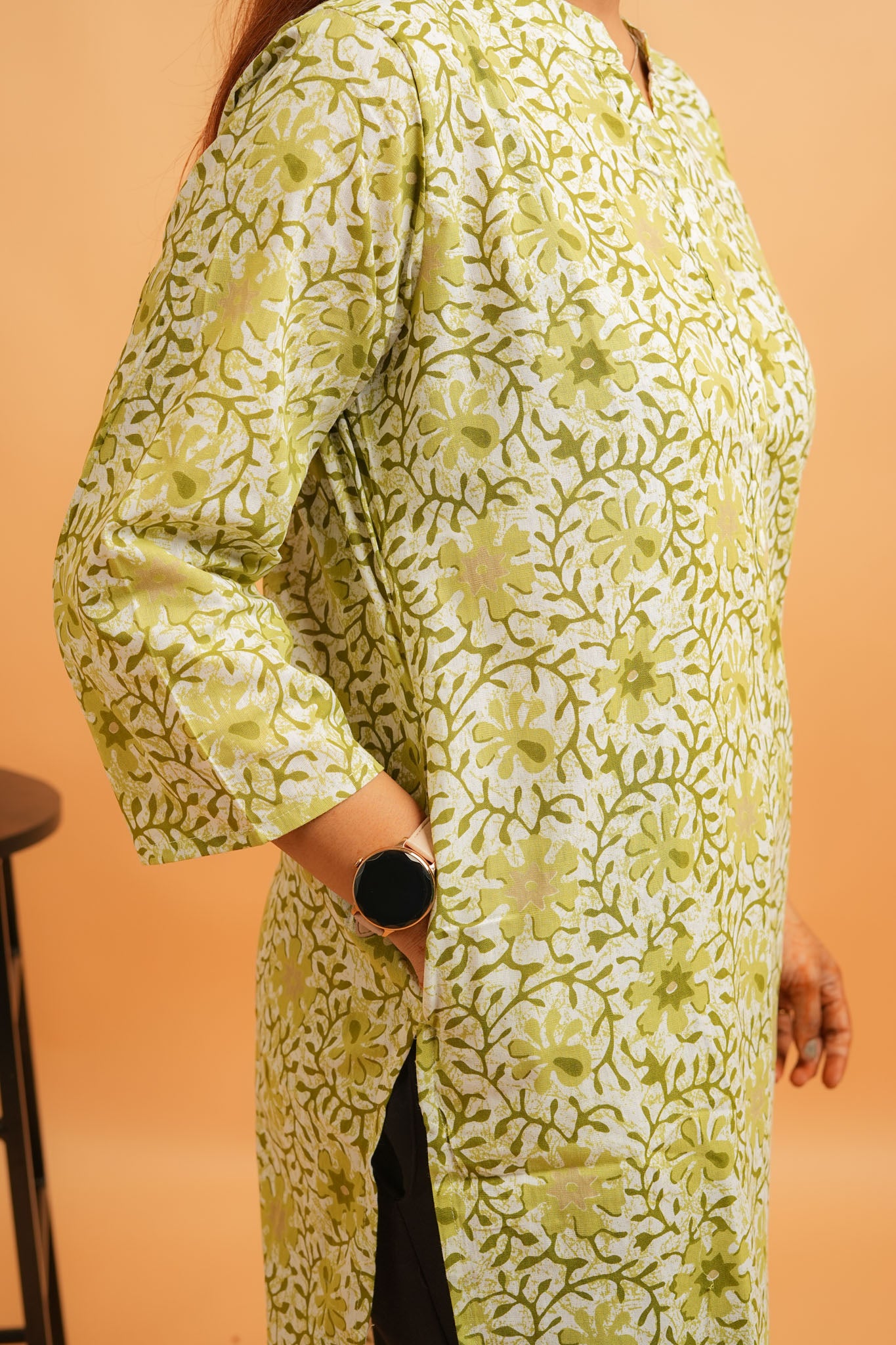 Kabani-Green cotton flex straight kurta