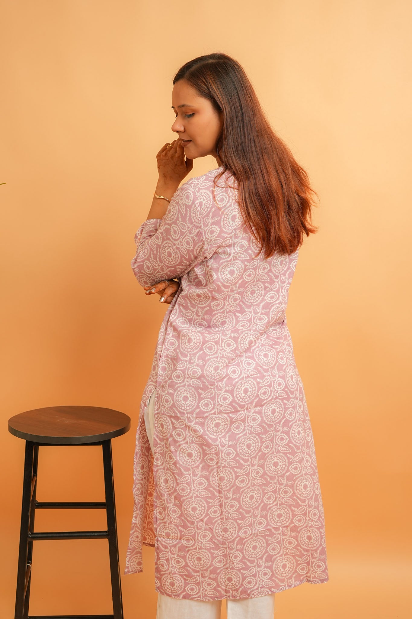 KAAYA- PEACHY PINK COTTON KURTA