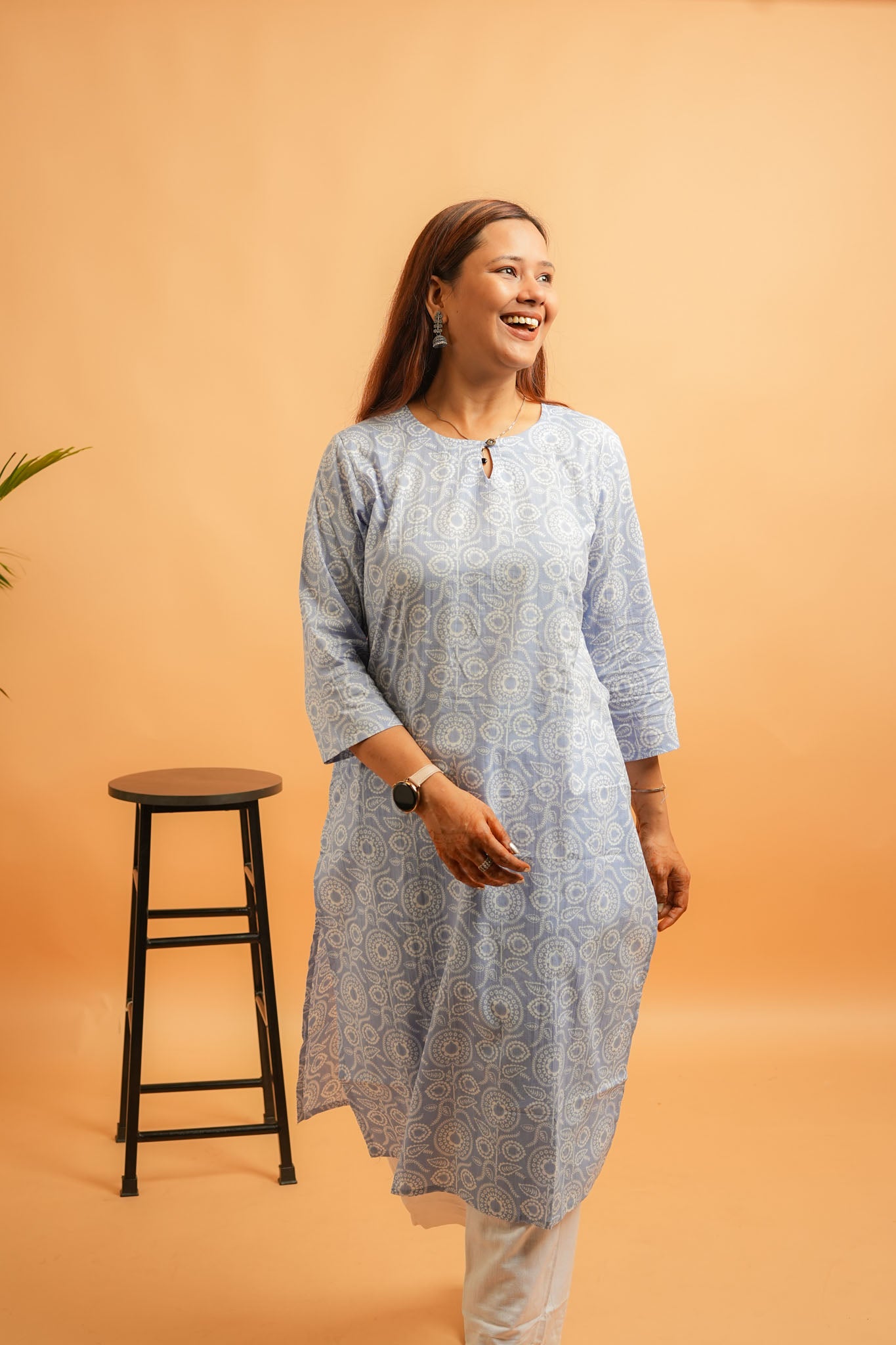 KIRA- POWDER BLUE COTTON KURTA