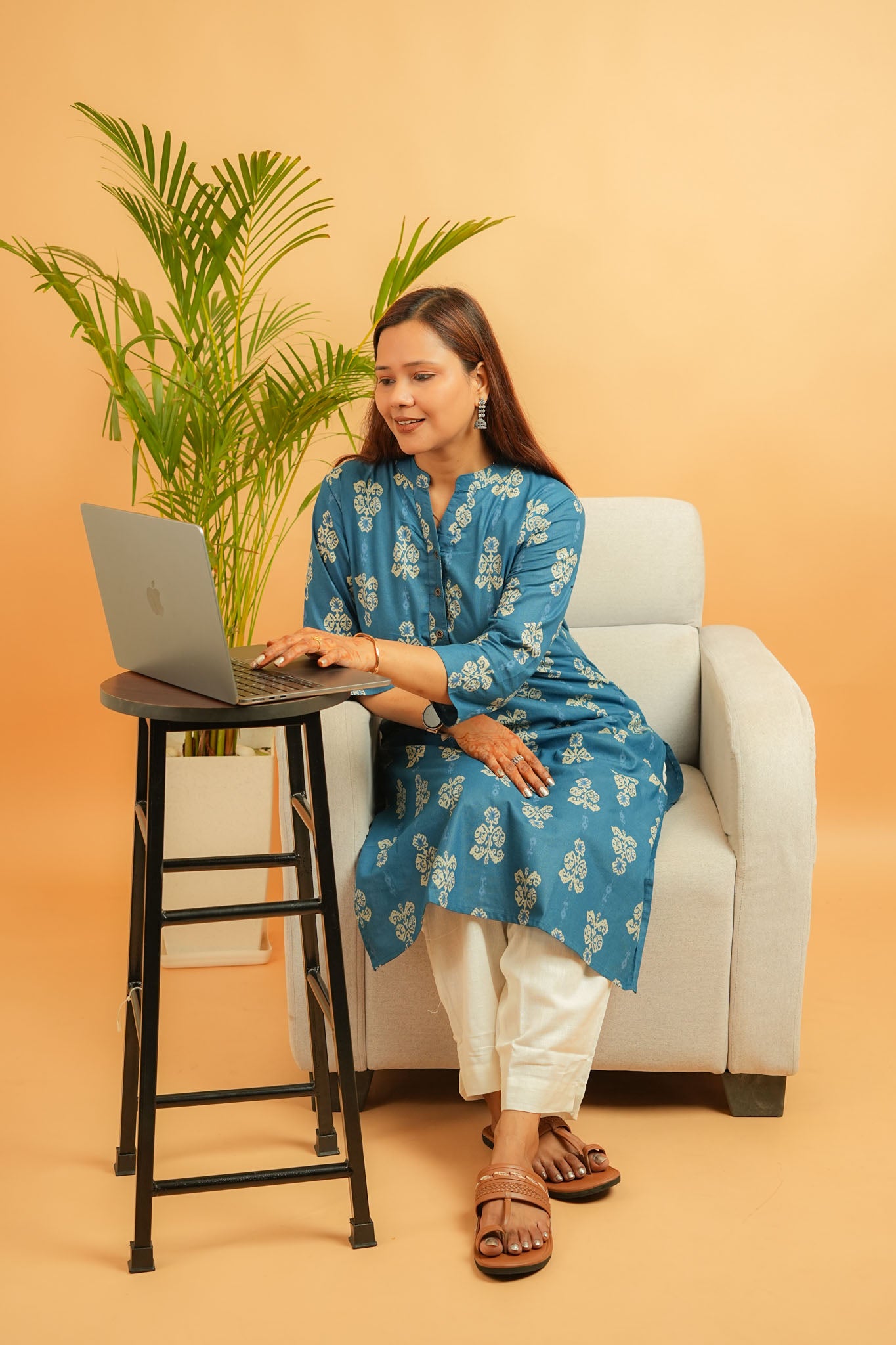 KUHU - INK BLUE COTTON FLEX KURTA