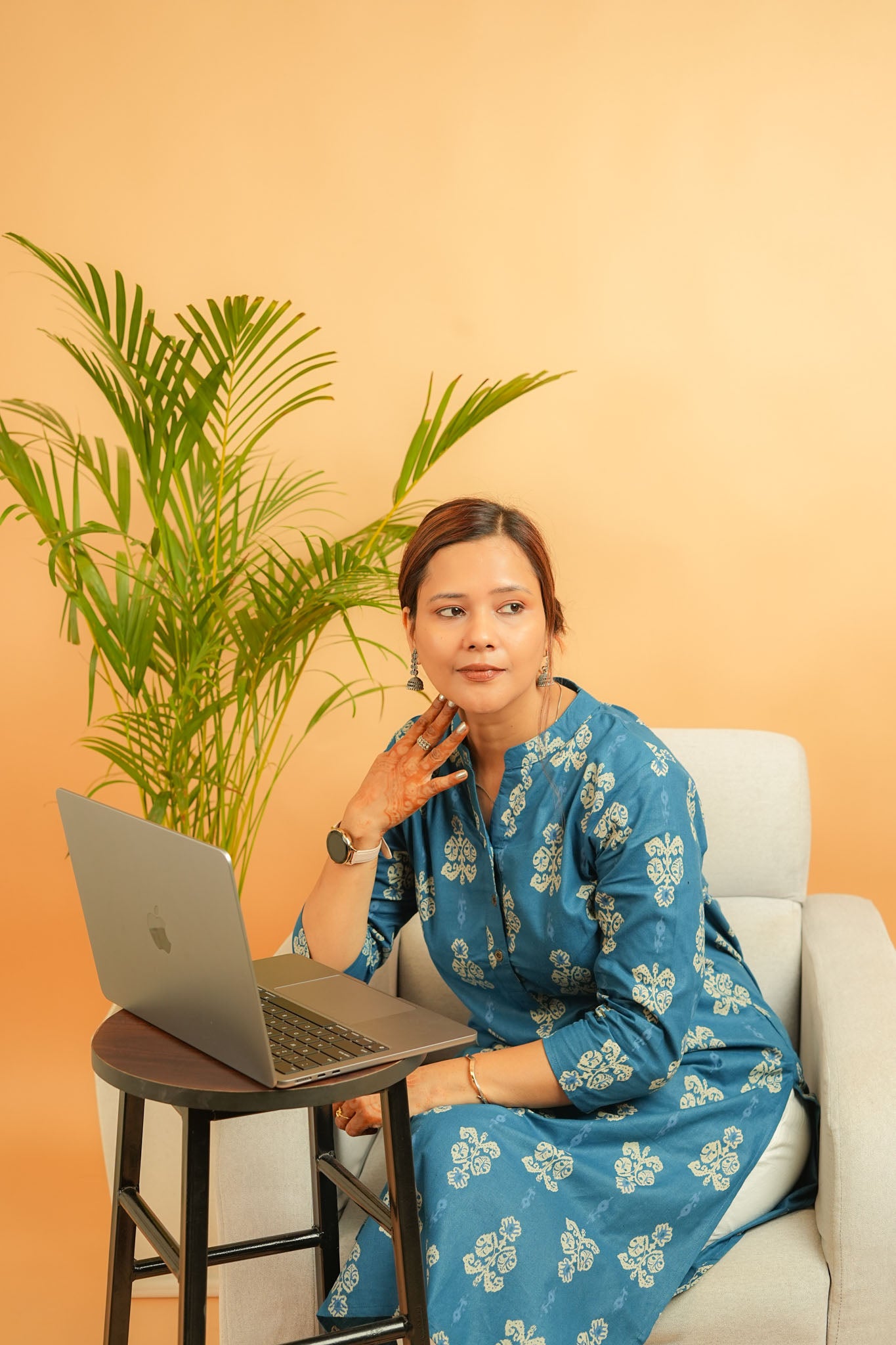 KUHU - INK BLUE COTTON FLEX KURTA