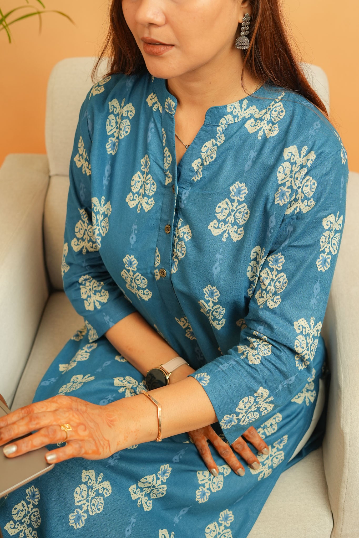KUHU - INK BLUE COTTON FLEX KURTA
