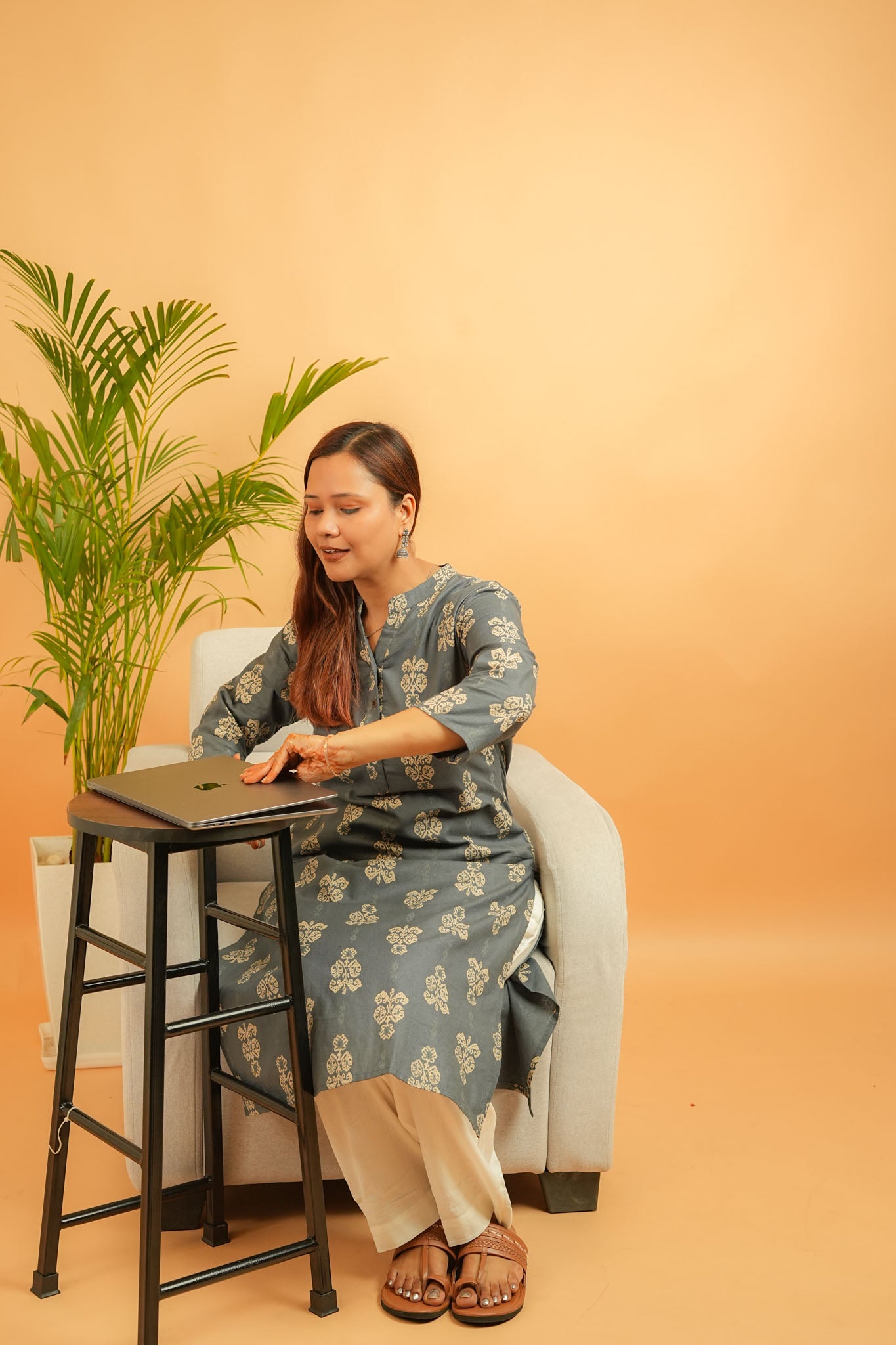 KANIRA - DARK GREY COTTON FLEX KURTA