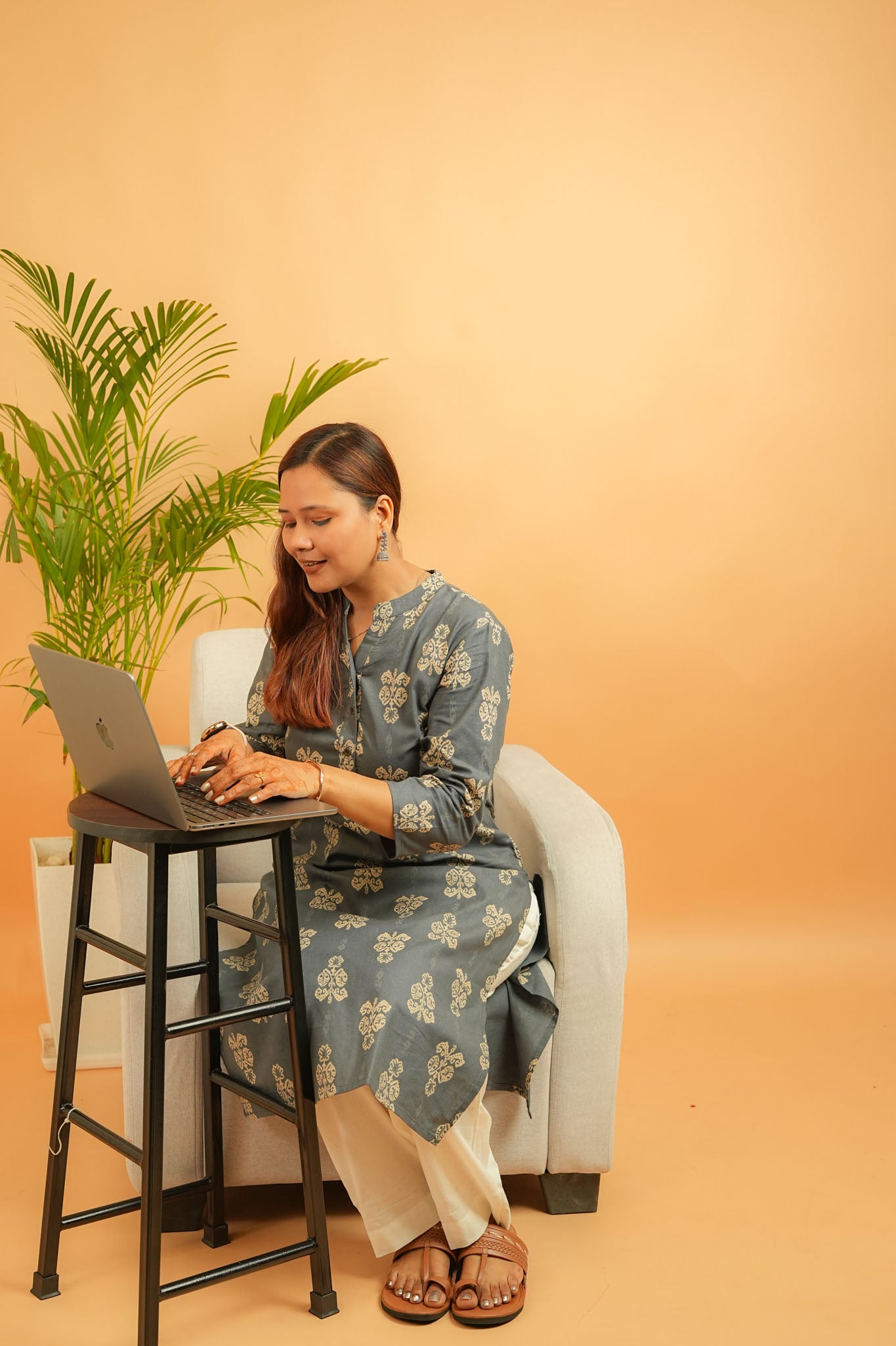 KANIRA - DARK GREY COTTON FLEX KURTA