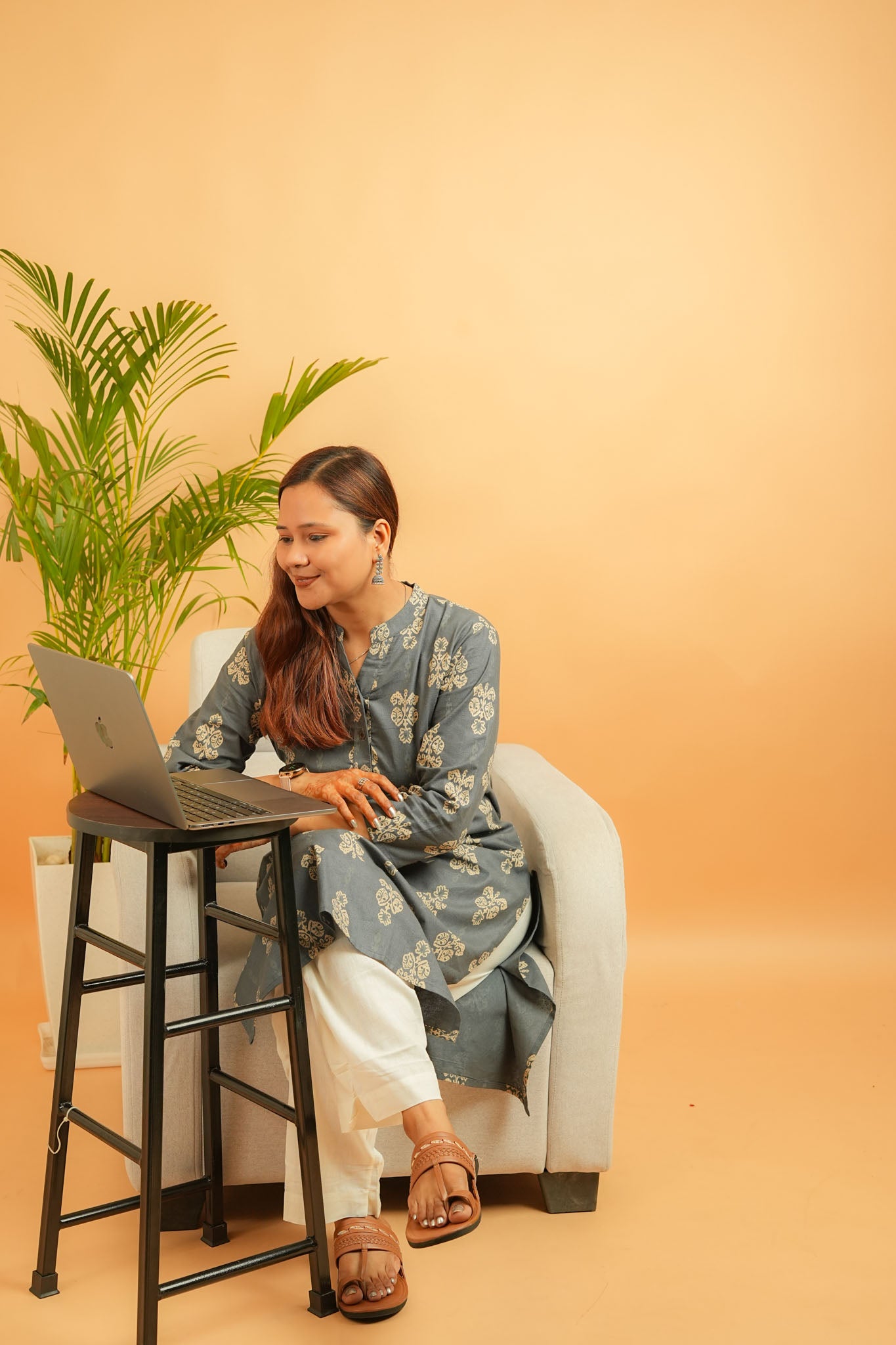 KANIRA - DARK GREY COTTON FLEX KURTA