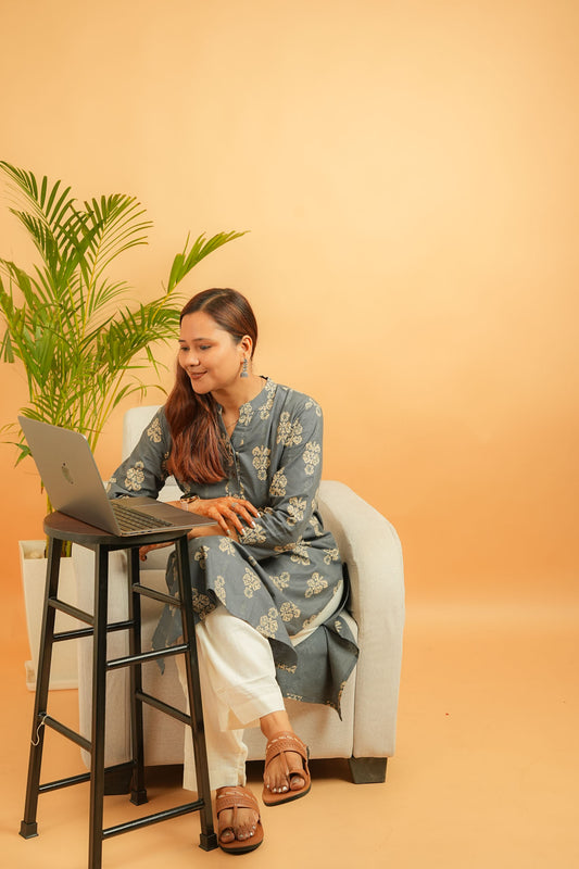 KANIRA - DARK GREY COTTON FLEX KURTA