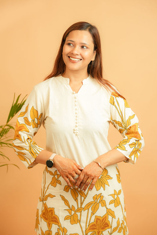 LUKYA- NATURAL & MUSTARD COTTON FLEX CO-ORD SET