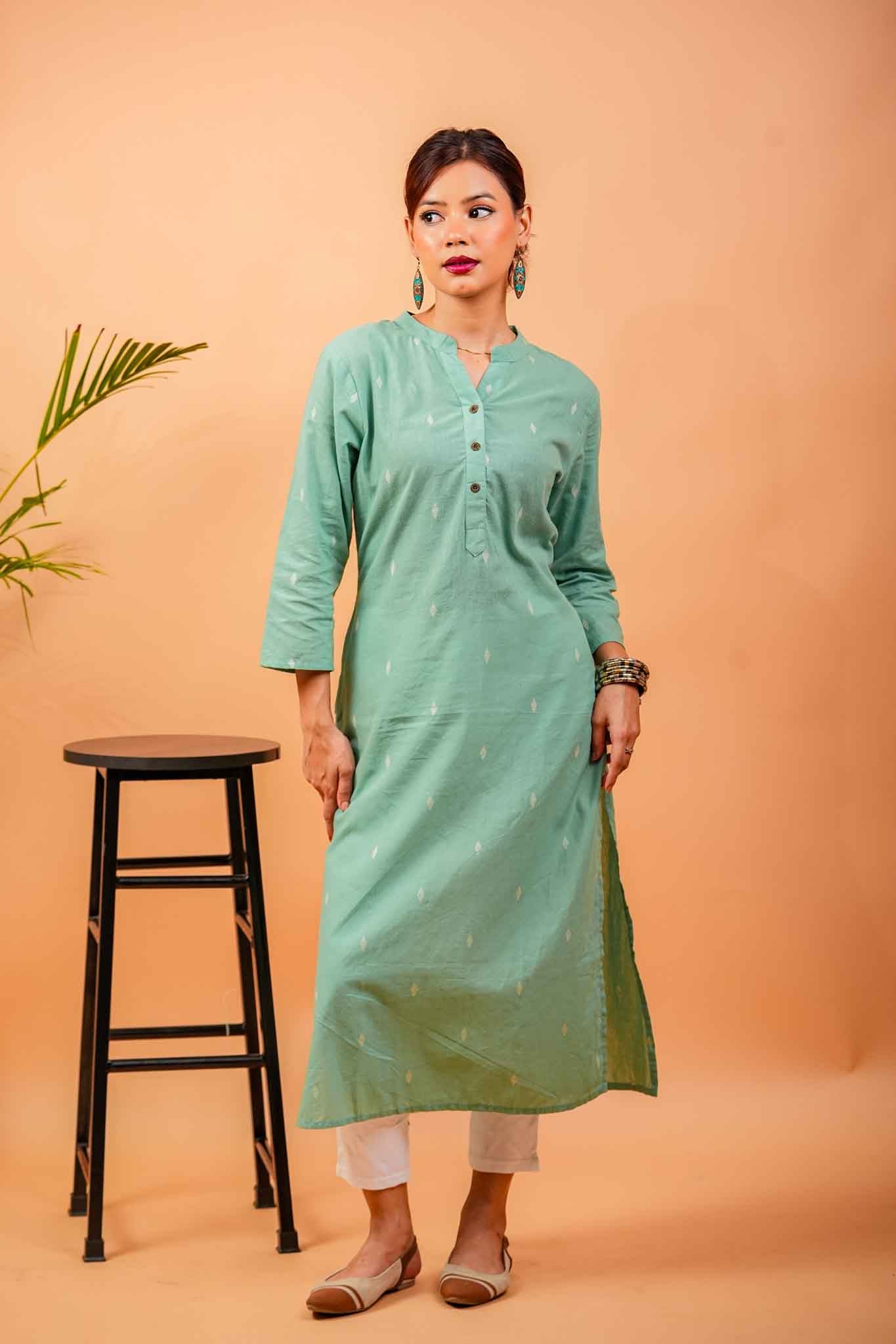 KERA- PISTA HANDLOOM WOVEN KURTA