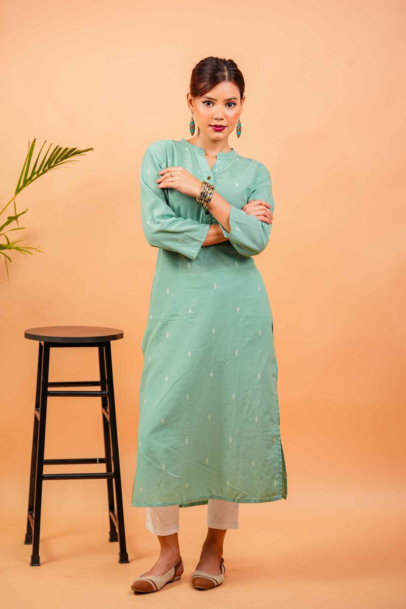 KERA- PISTA HANDLOOM WOVEN KURTA