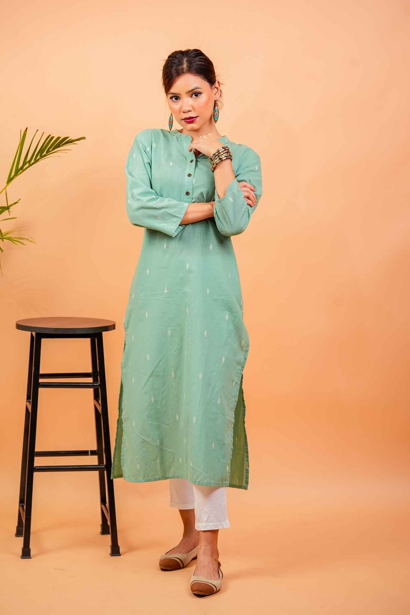 KERA- PISTA HANDLOOM WOVEN KURTA