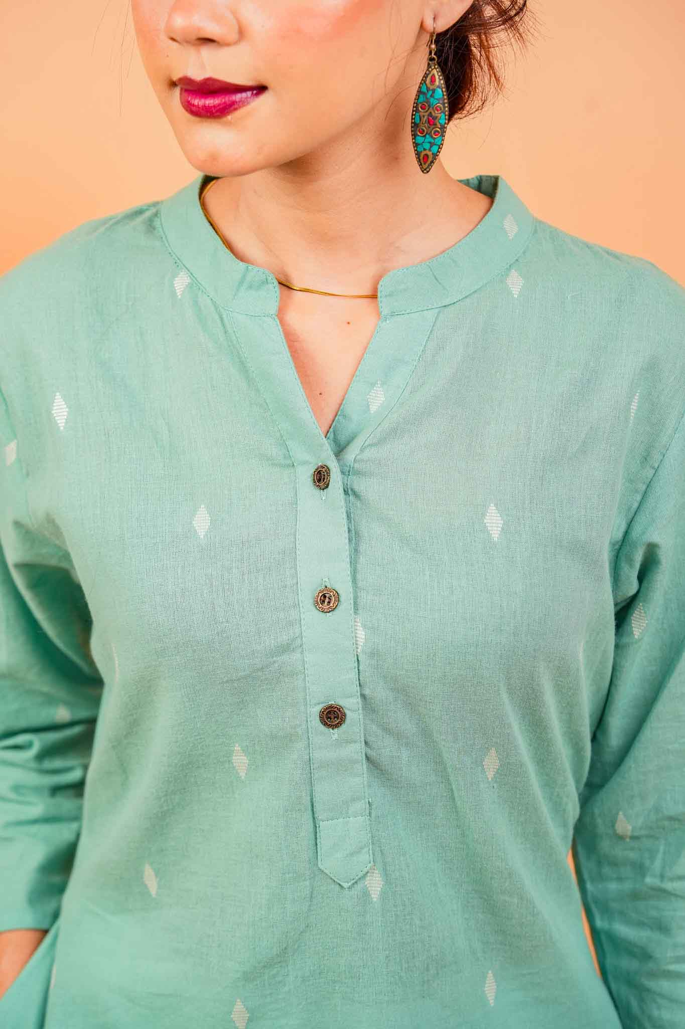 KERA- PISTA HANDLOOM WOVEN KURTA