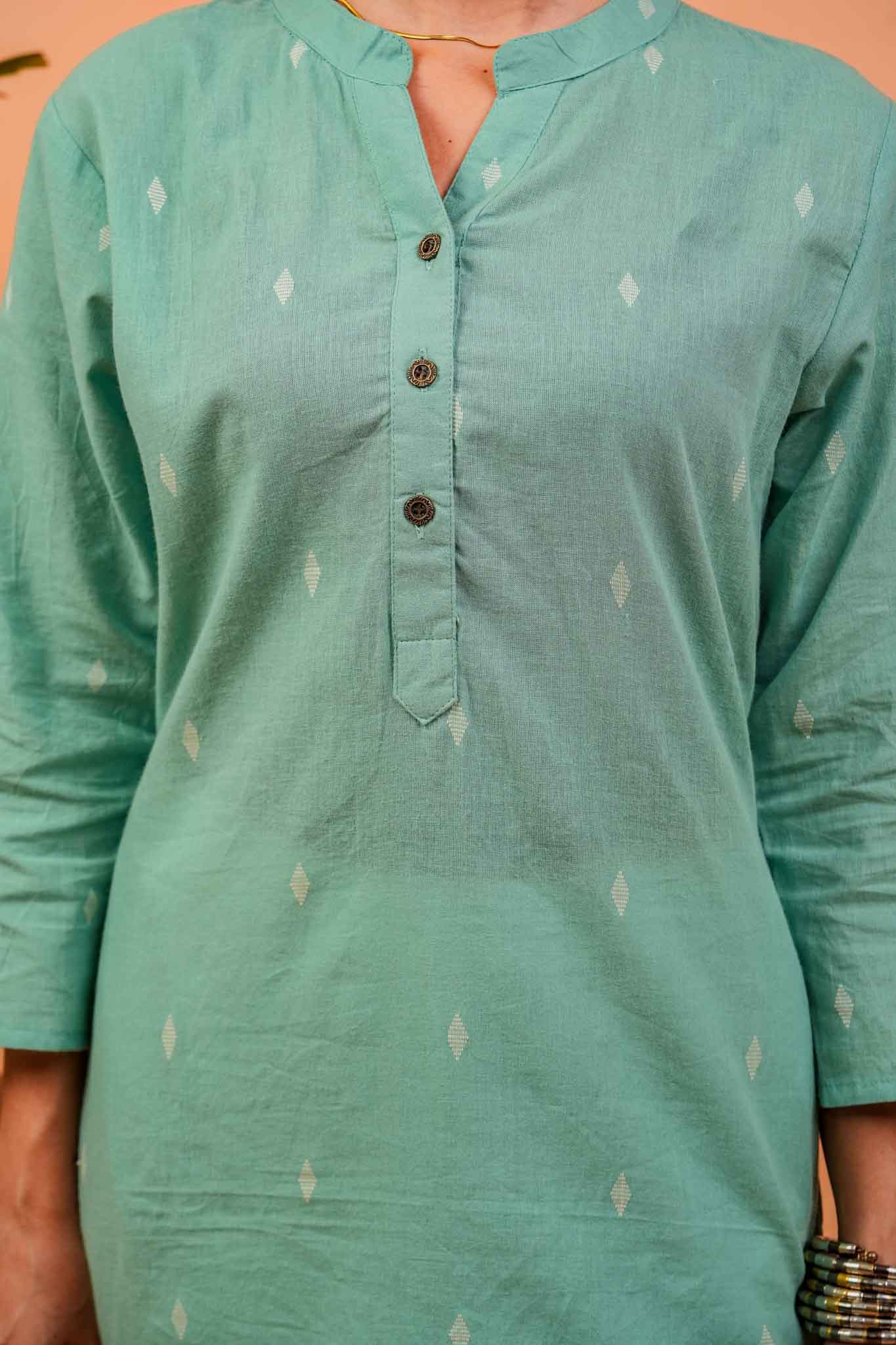 KERA- PISTA HANDLOOM WOVEN KURTA