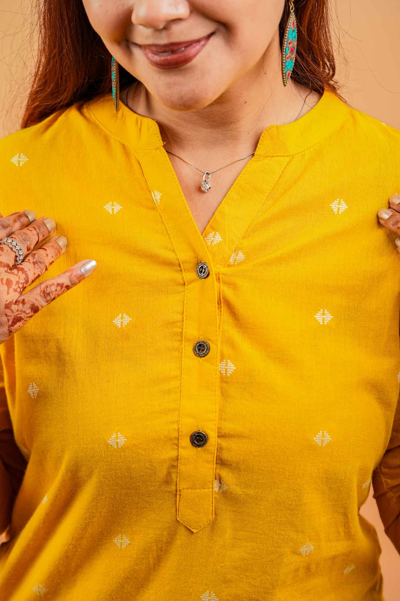 KEVA- MUSTARD HANDLOOM WOVEN KURTA