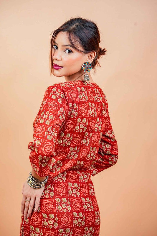 Kaanti-Round neck straight cotton kurta