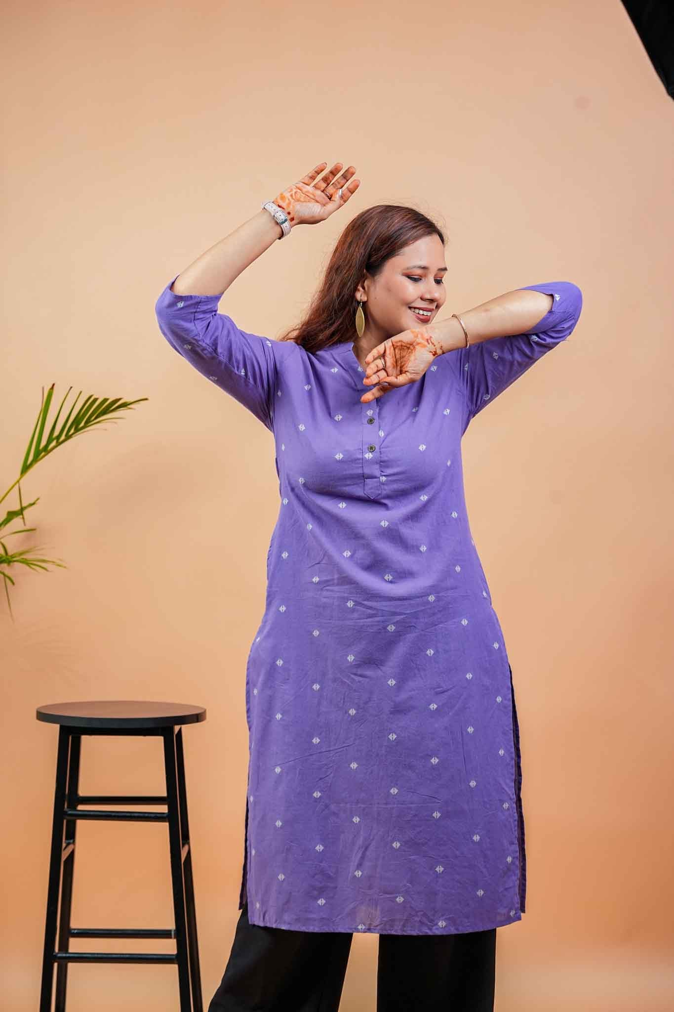 KOSHI- PURPLE HANDLOOM WOVEN KURTA