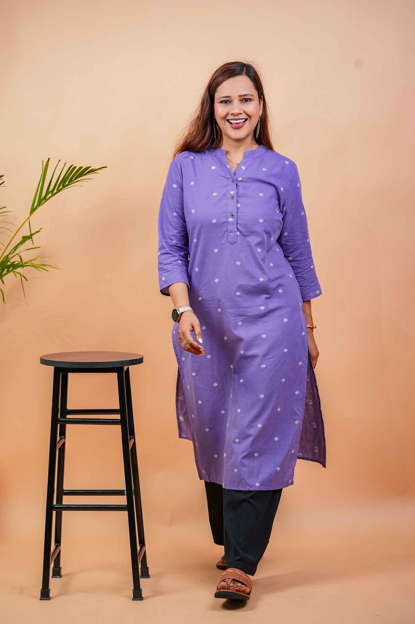 KOSHI- PURPLE HANDLOOM WOVEN KURTA