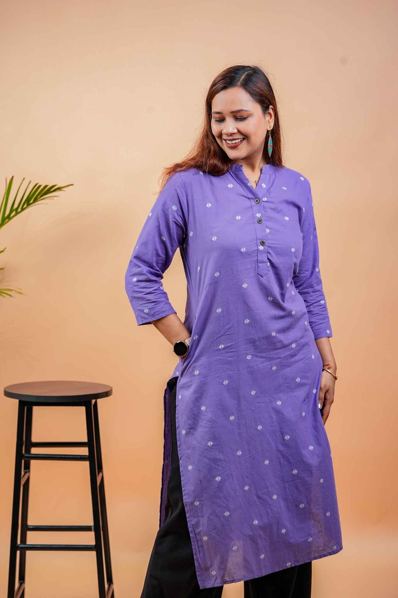 KOSHI- PURPLE HANDLOOM WOVEN KURTA