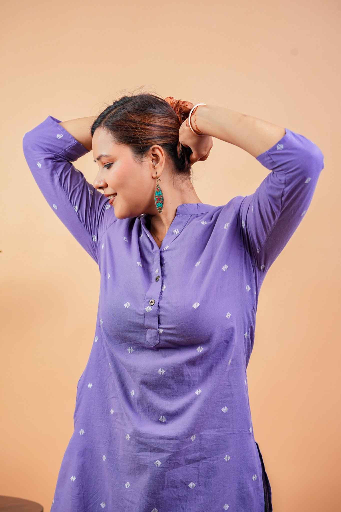 KOSHI- PURPLE HANDLOOM WOVEN KURTA