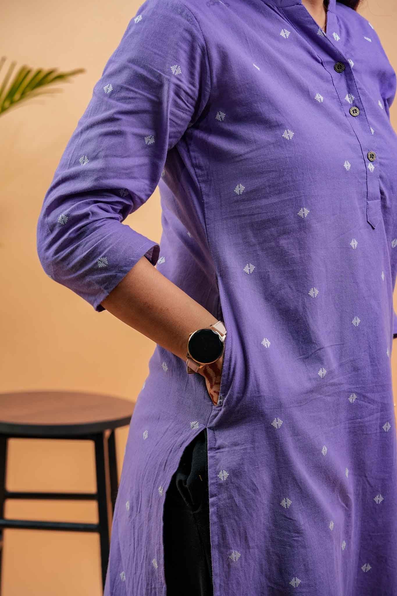 KOSHI- PURPLE HANDLOOM WOVEN KURTA