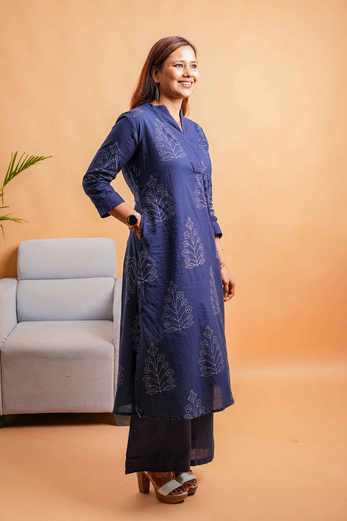 LIA- NAVY BLUE PREMIUM COTTON CO-ORD SET