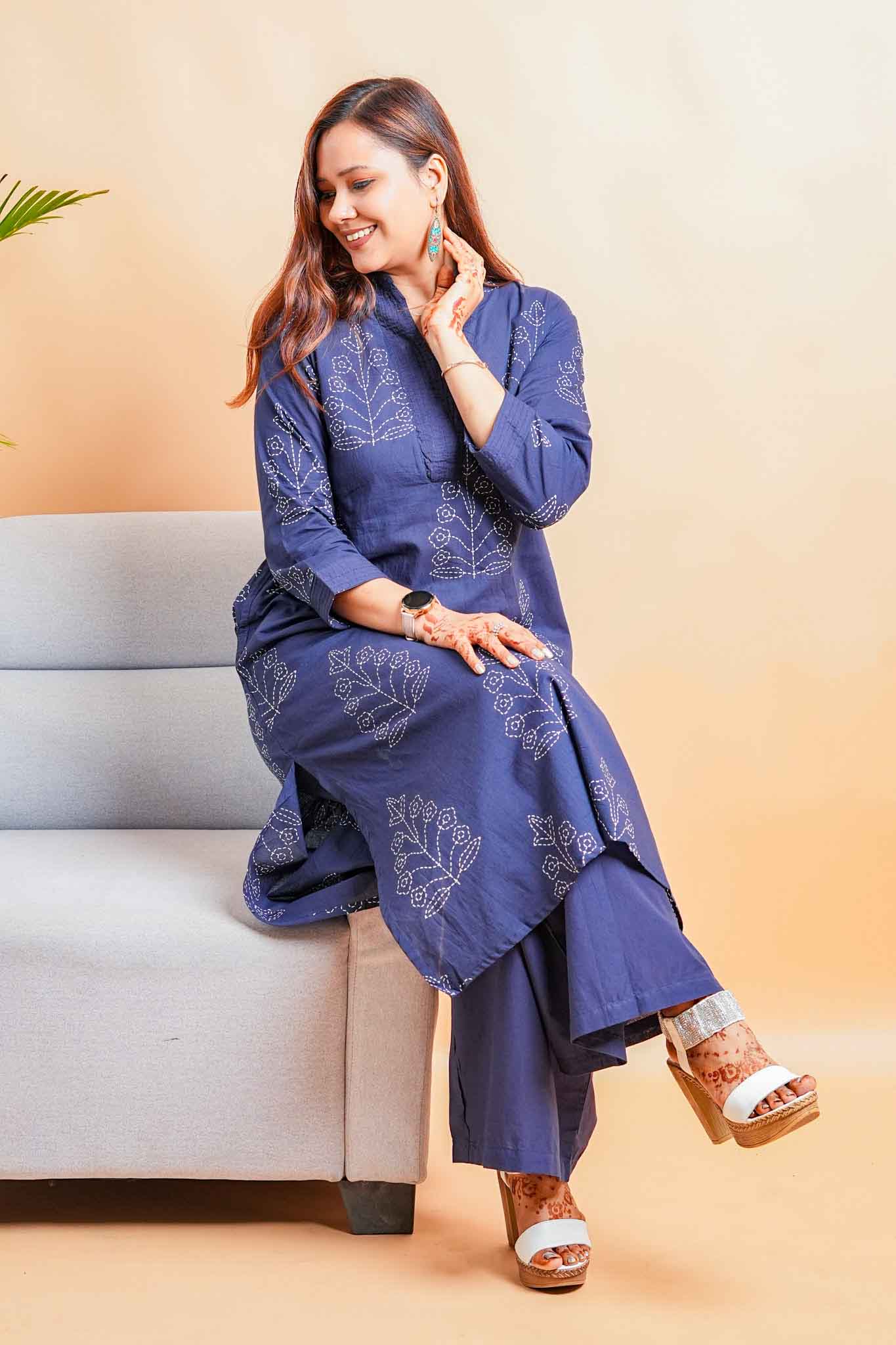 LIA- NAVY BLUE PREMIUM COTTON CO-ORD SET