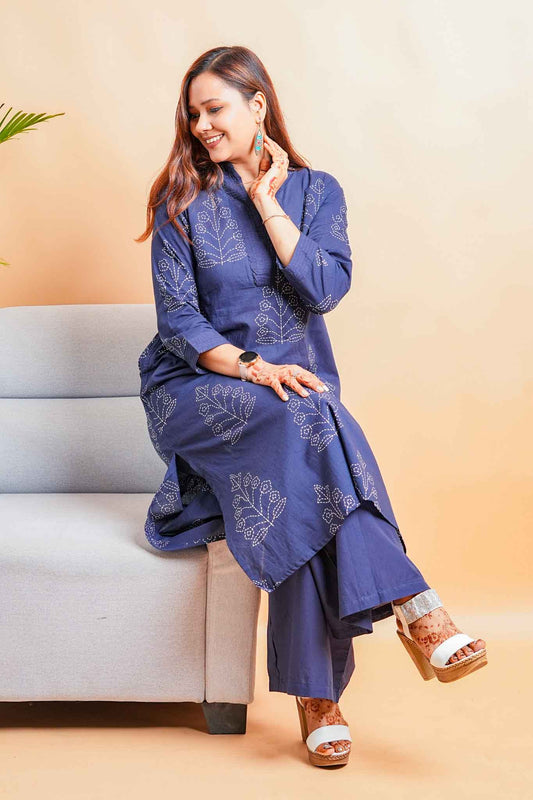 LIA- NAVY BLUE PREMIUM COTTON CO-ORD SET