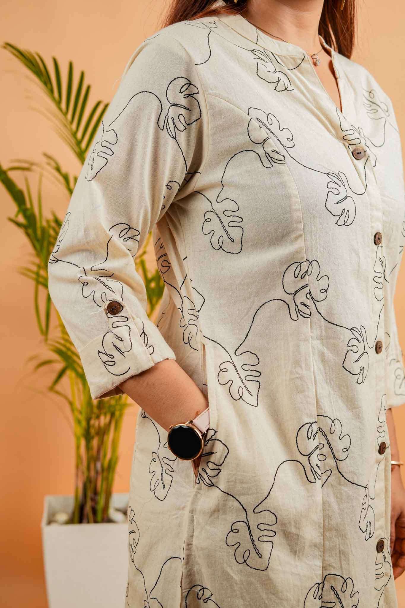 LAPI- NATURAL& BLACK COTTON FLEX CO-ORD SET