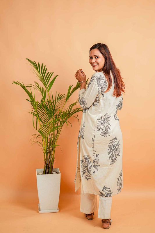 LIKA- NATURAL& BLACK COTTON FLEX CO-ORD SET