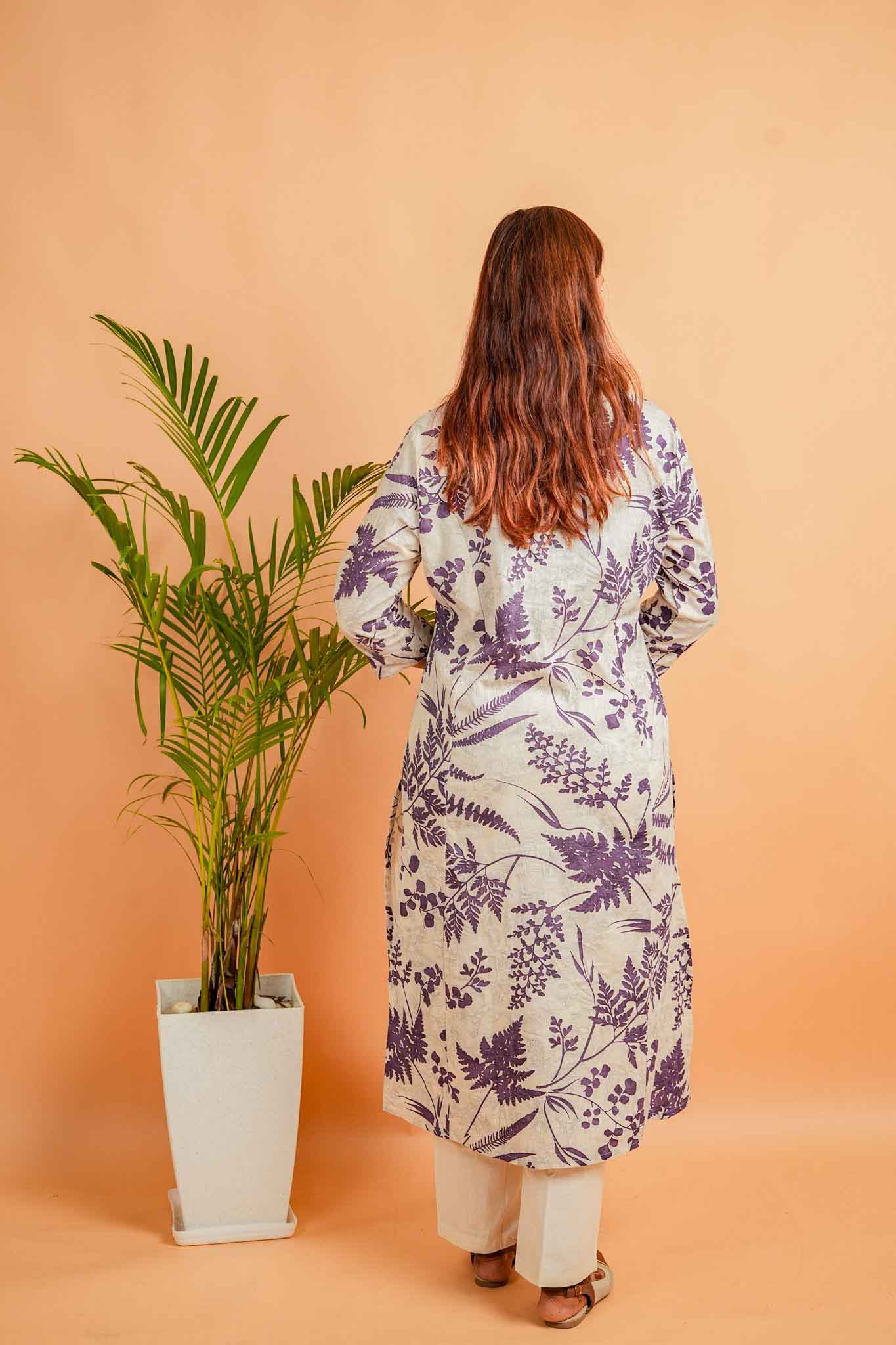 LISA-NATURAL& PURPLE COTTON FLEX CO-ORD SET