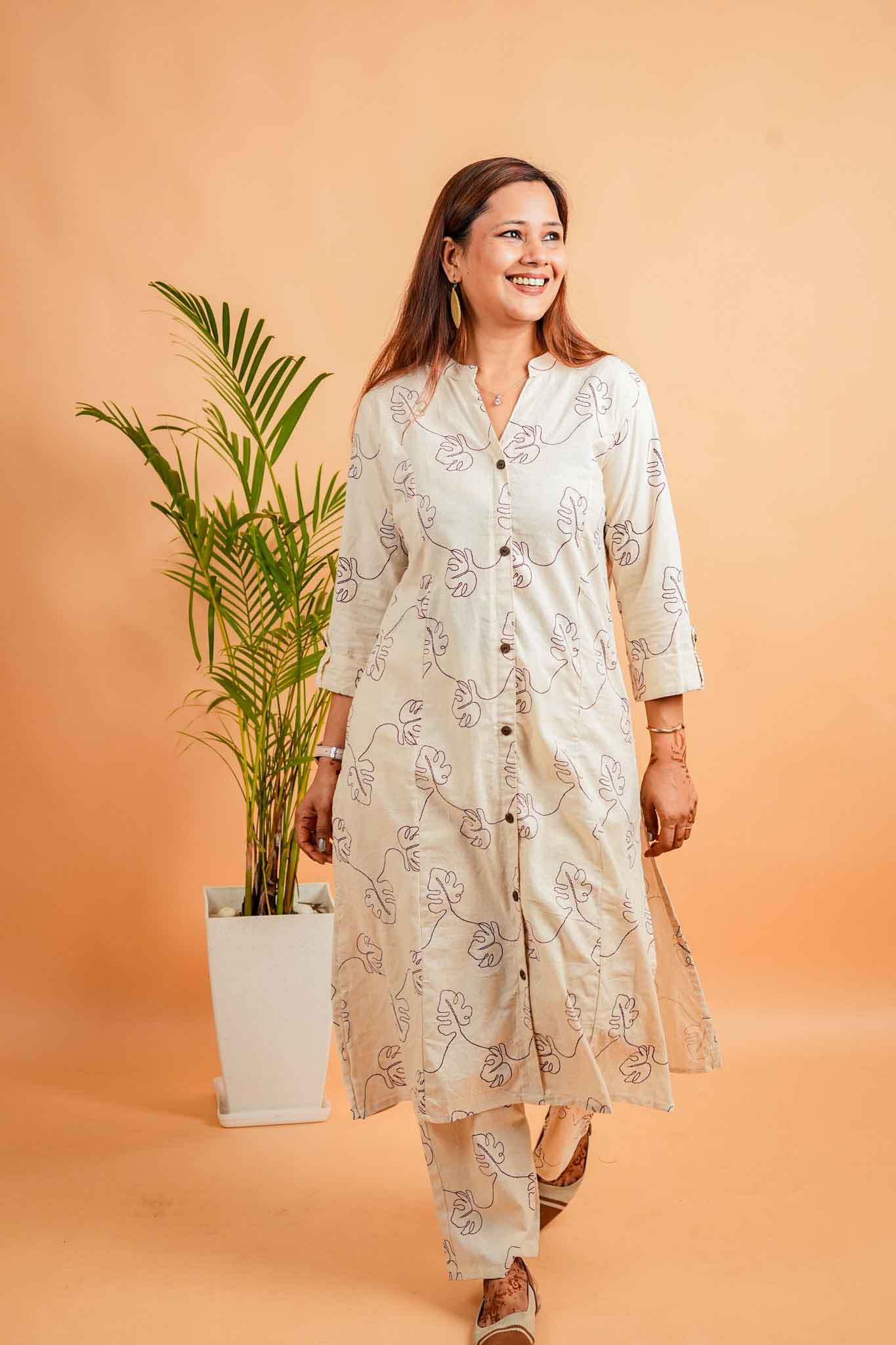 LIV- NATURAL & PURPLE COTTON FLEX CO-ORD SET