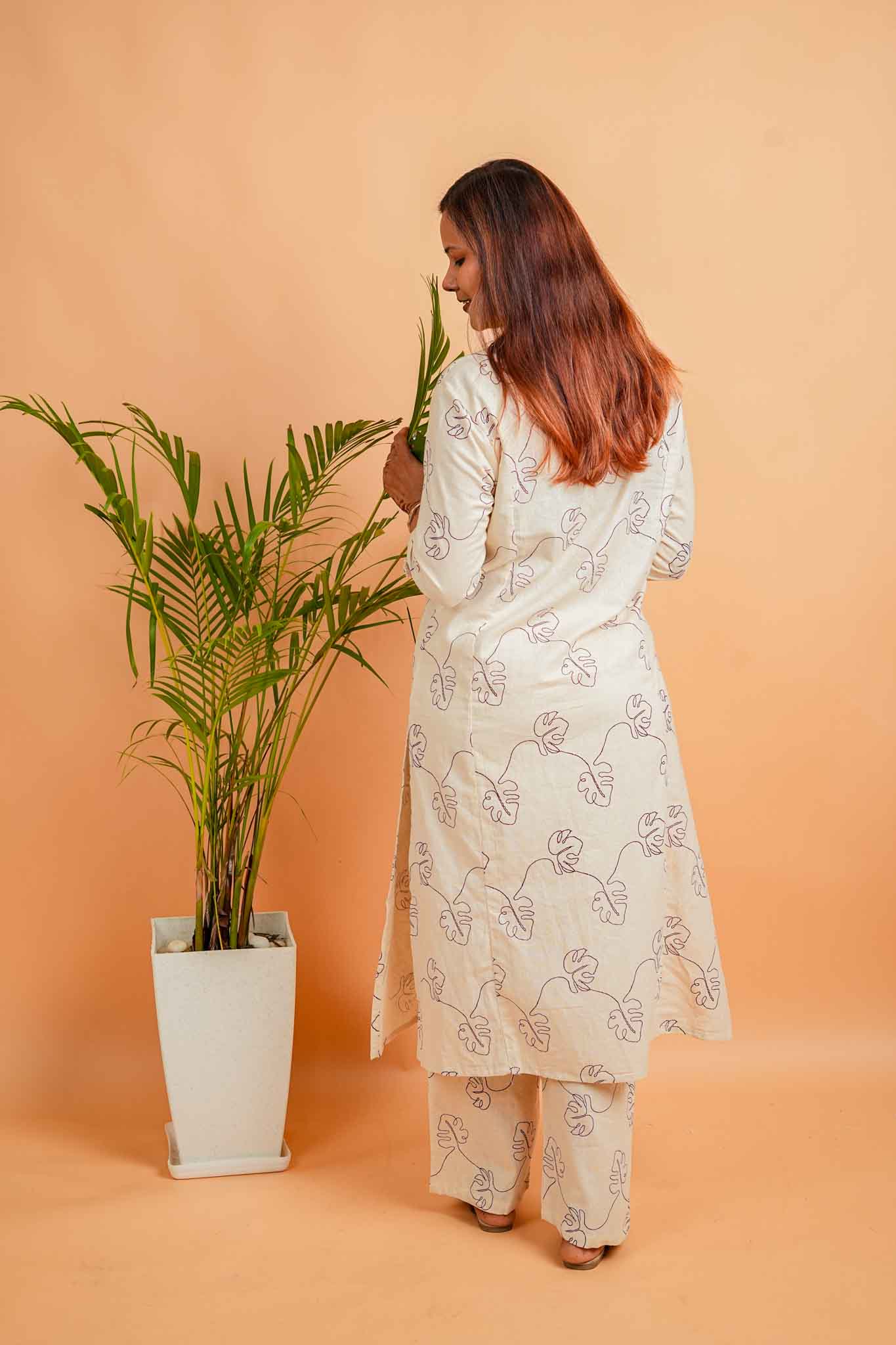 LIV- NATURAL & PURPLE COTTON FLEX CO-ORD SET