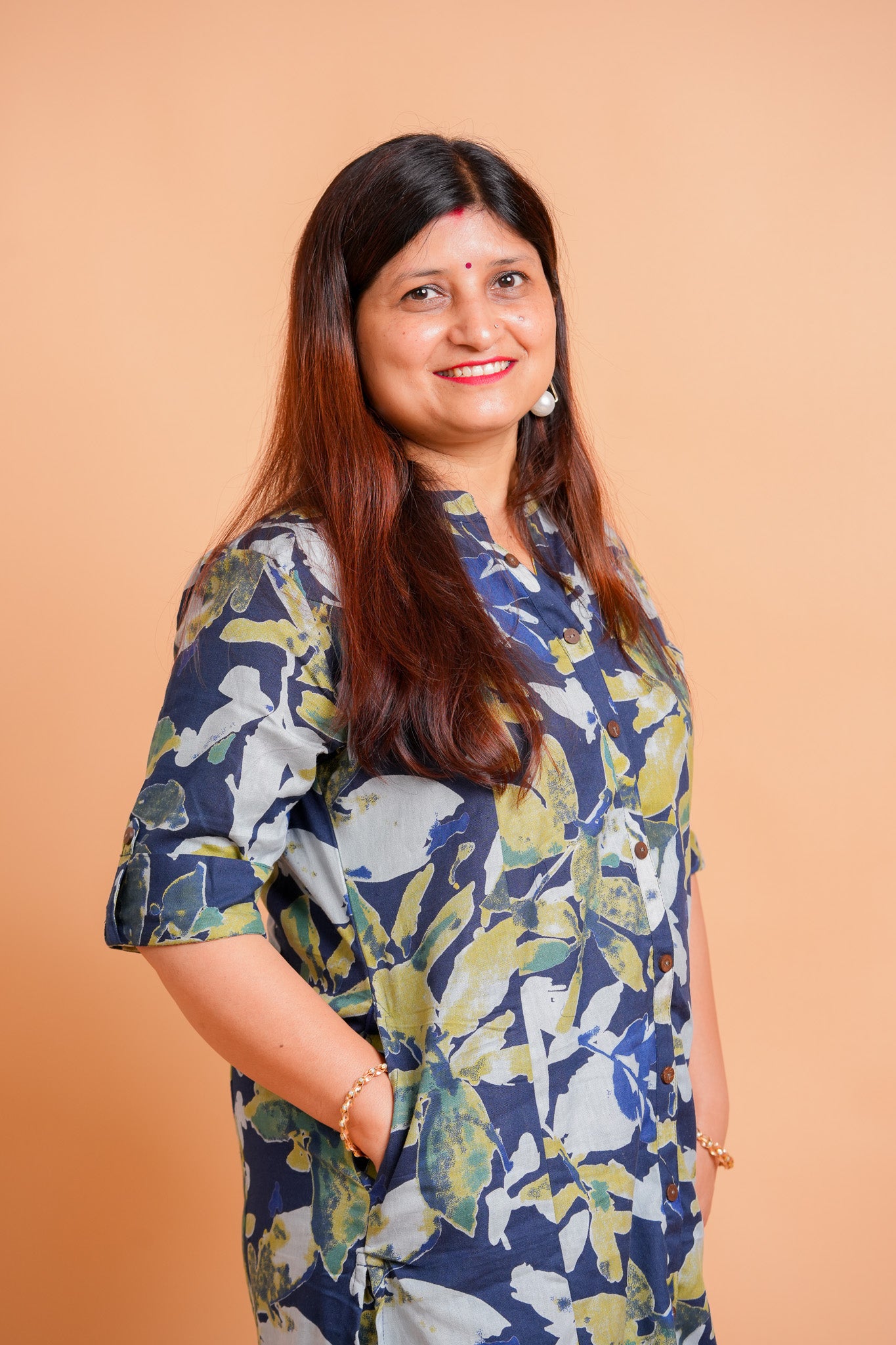 LOHI- DARK BLUE CO-ORD SET WITH FLORAL PRINT