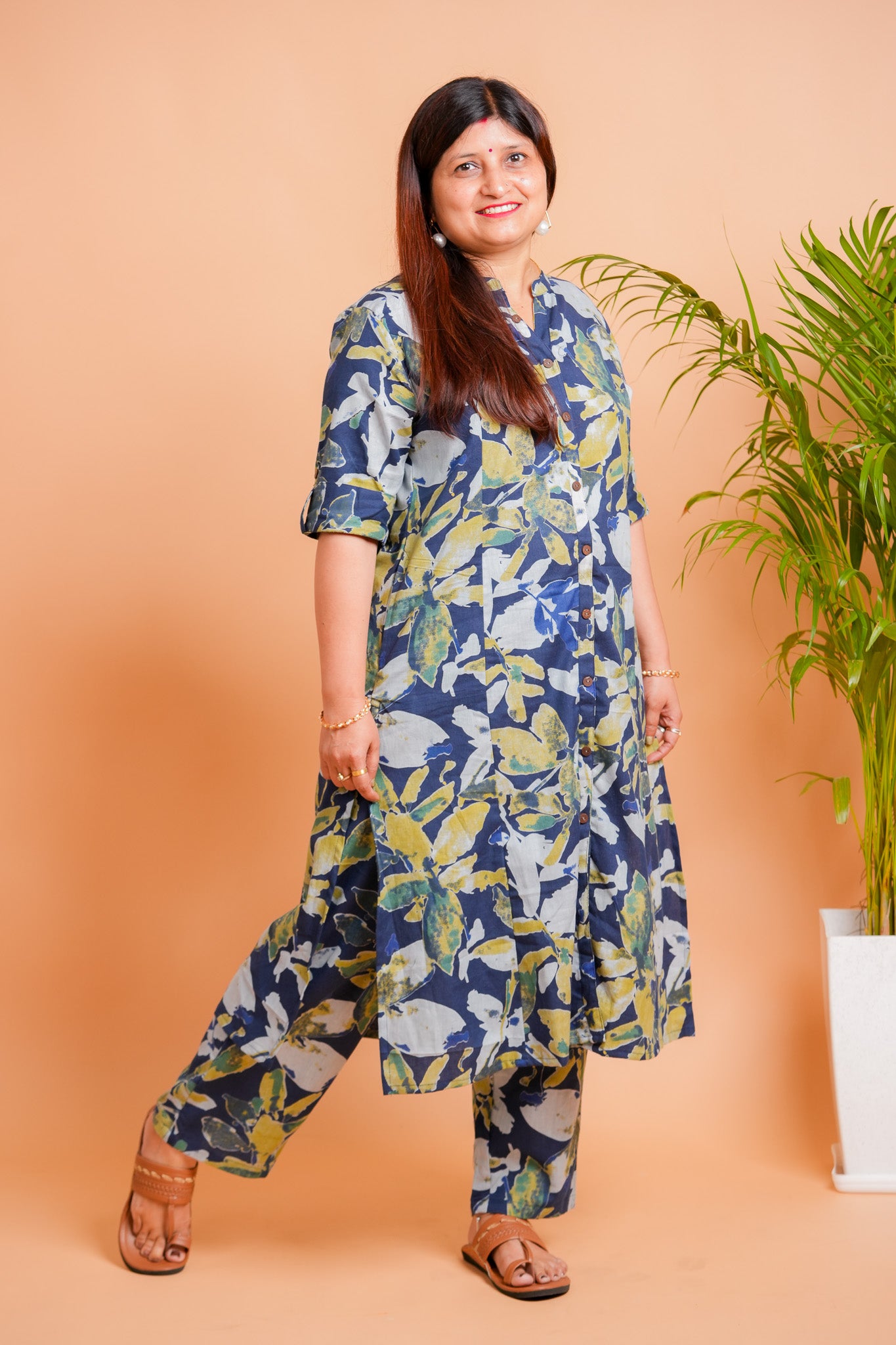 LOHI- DARK BLUE CO-ORD SET WITH FLORAL PRINT