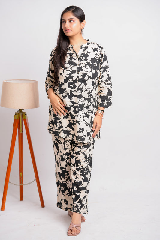 LERA- BLACK AND CREAM CO-ORD SET