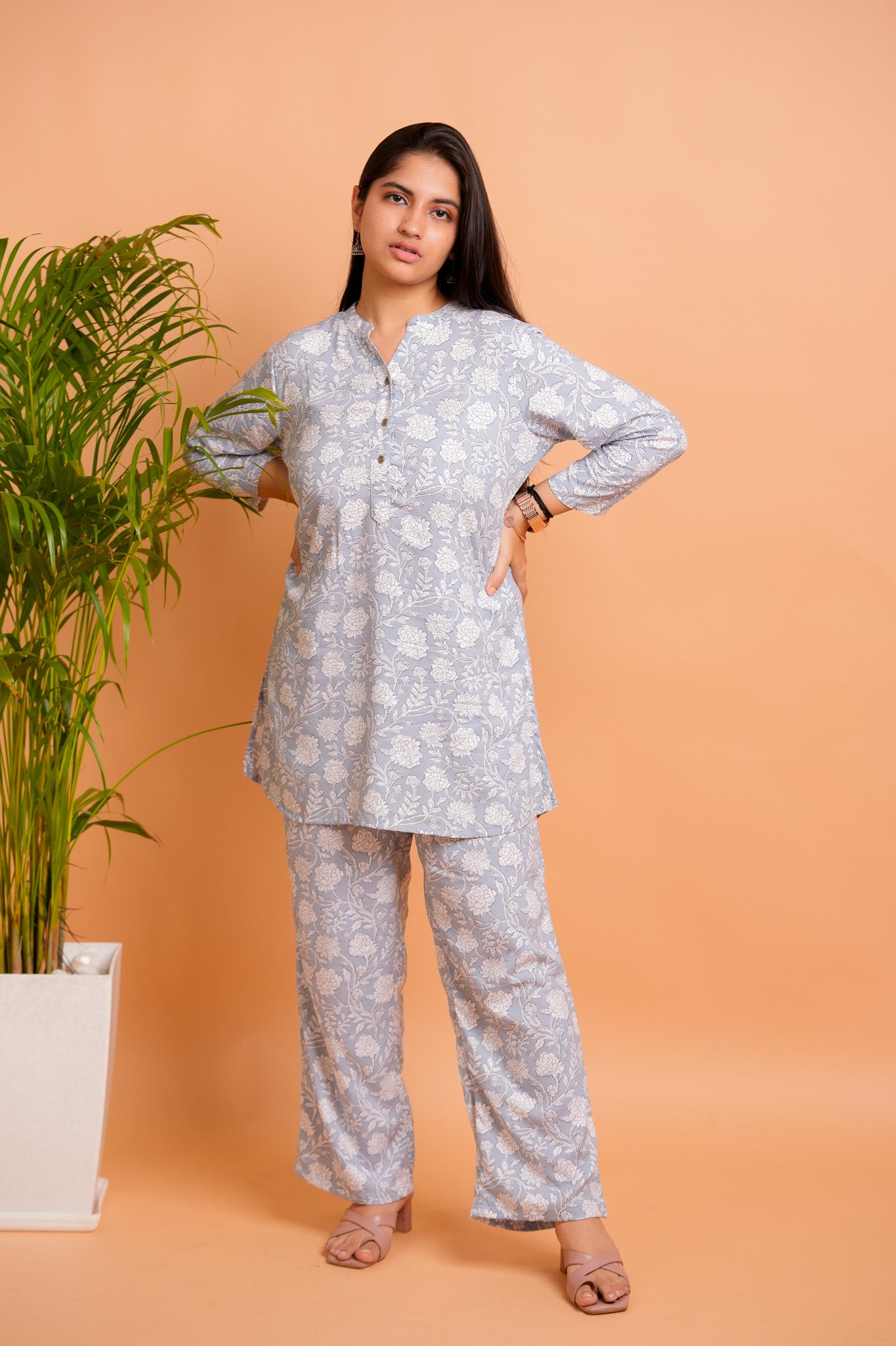 LOCHI- GREY AND WHITE CO-ORD SET