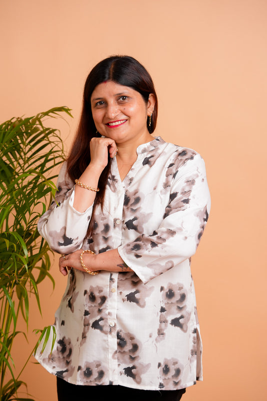 PAKSHI- OFF-WHITE AND DARK GREY TUNIC