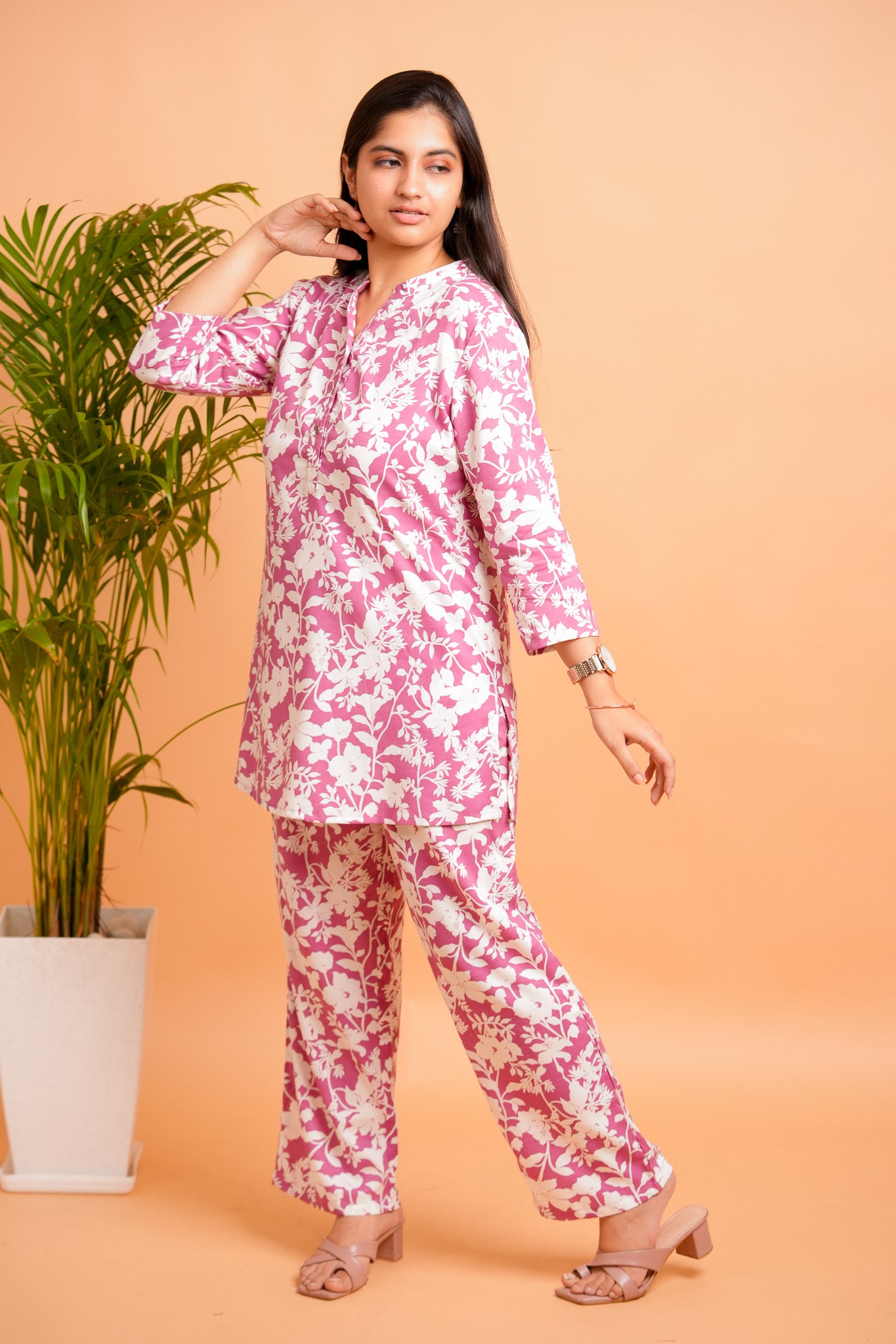 LAHIA- PURPLE AND WHITE CO-ORD SET