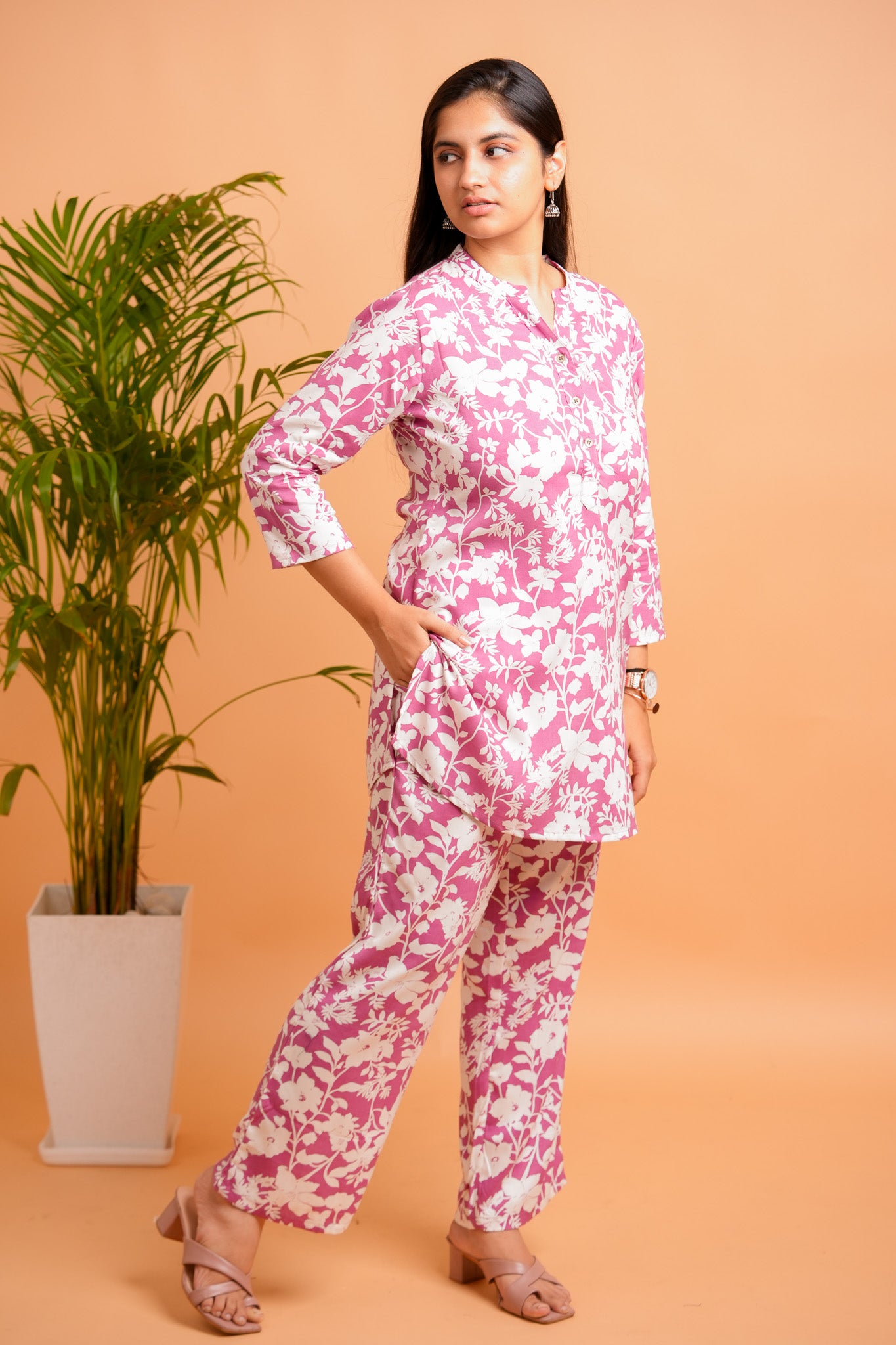 LAHIA- PURPLE AND WHITE CO-ORD SET