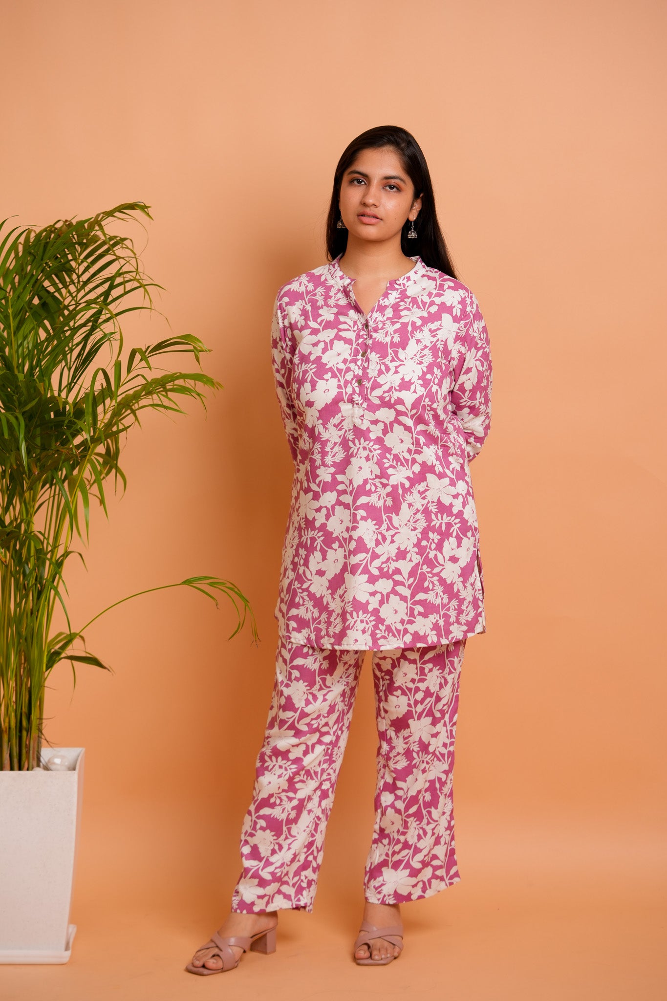 LAHIA- PURPLE AND WHITE CO-ORD SET