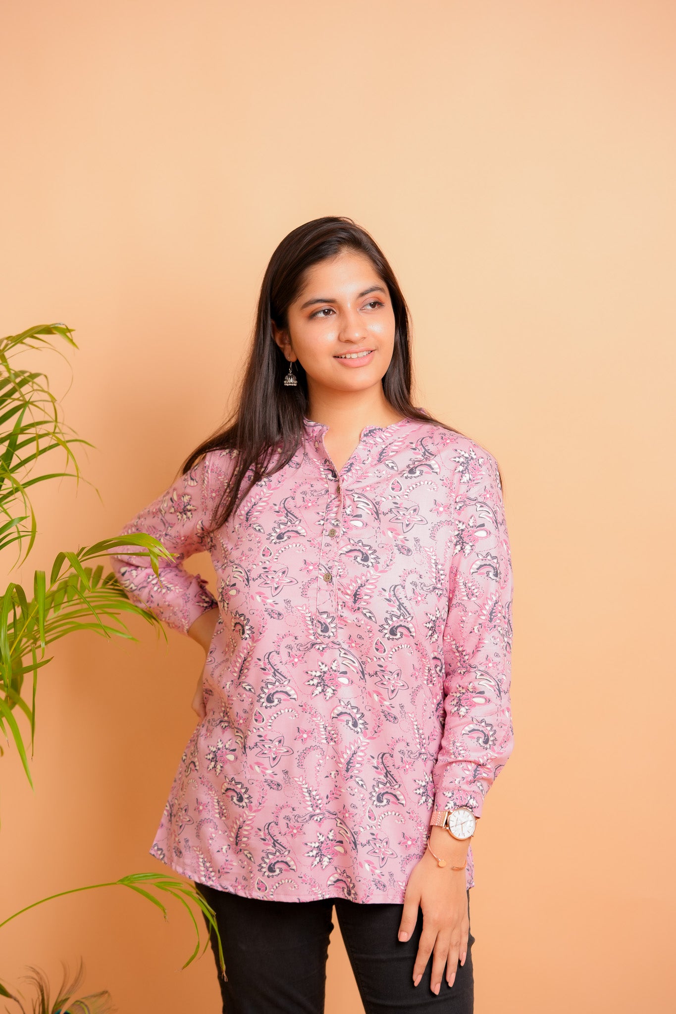 PAAHI-PINK RAYON TUNIC