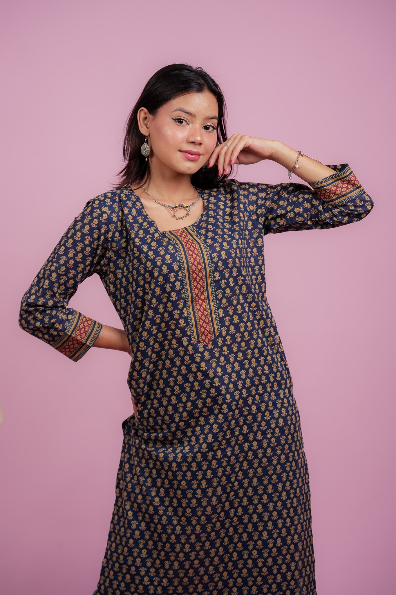 KAAMINI- NAVY COTTON KURTA