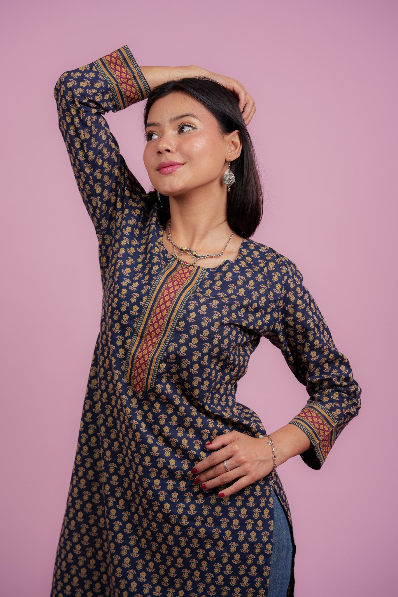 KAAMINI- NAVY COTTON KURTA